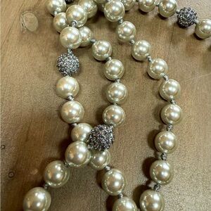 Silver and Black stone Pearl Necklace